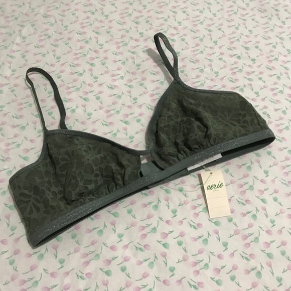 NWT Aerie Sparkly Bralette M Island Breeze Royal Palm Green - Picture 12 of 12